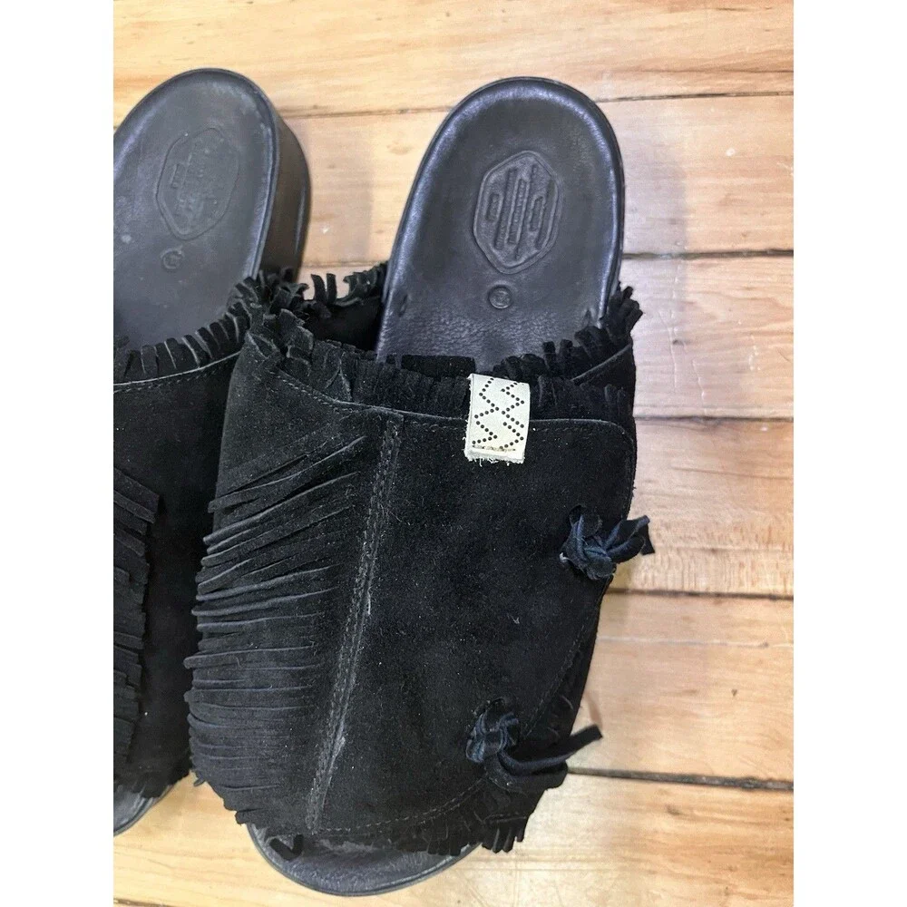 VISVIM Christo Shaman-Folk Black Suede Tassel  Sandals Size XL
